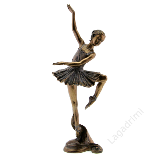 Balerina, bronz hatású polyresin szobor, 30,5cm 