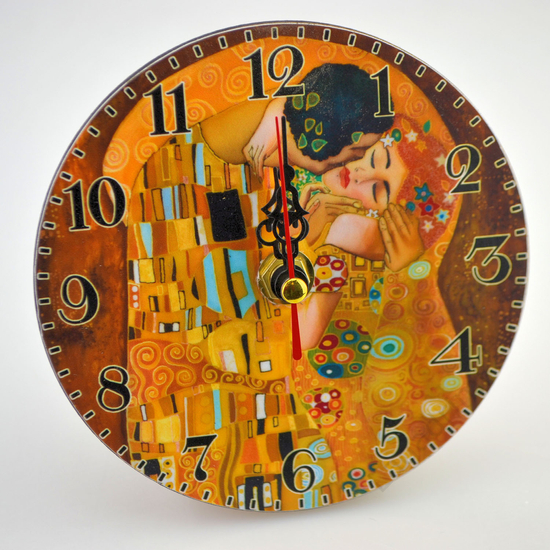 Asztali/fali óra, Klimt, Kiss, 12cm