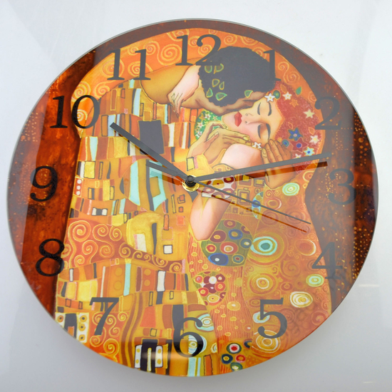 Gustav Klimt üveg óra, Kiss, 30cm