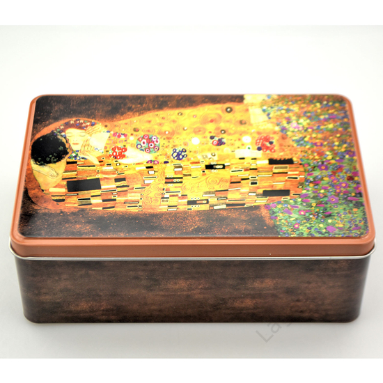 Fém tároló doboz, szögletes Klimt The Kiss, 20x13x7cm