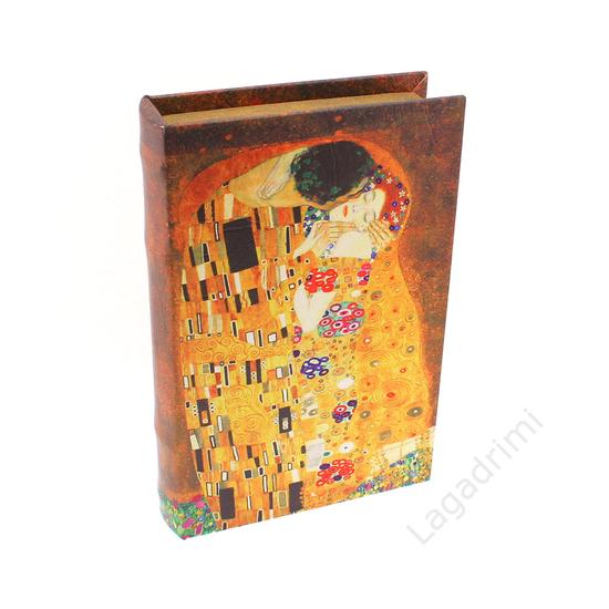 Műbőr könyvdoboz, 21x30cm, Klimt, csók