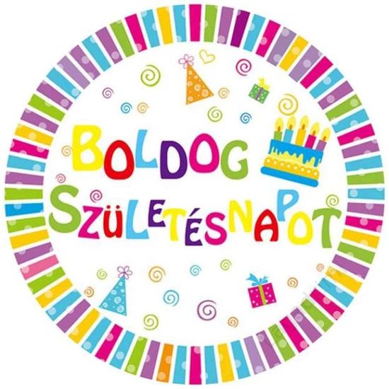 Party kitűző, Boldog születésnapot, színes