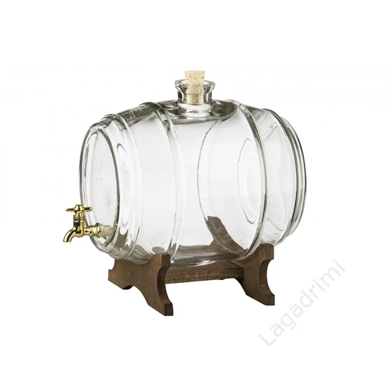 Csapos üveg, hordó, 5L + tartó