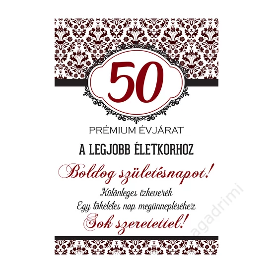Üveg címke, 50, születésnap elegáns