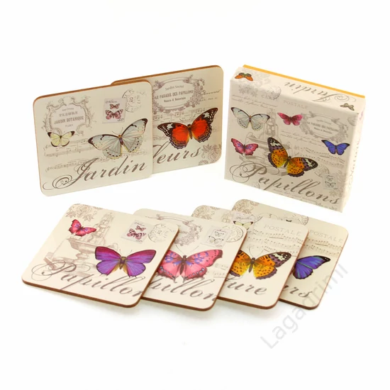 Poháralátét csomag - 6db-os, Papillons