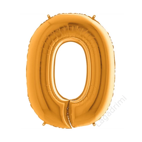 102cm-es Number 0 Gold - Arany Számos Fólia Lufi