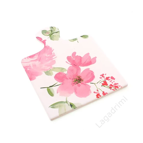 Kerámia edényalátét, virágos, parafa talppal