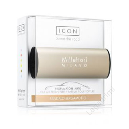 Autó illatosító -Icon, Metallo- Sandalo Bergamotto - Millefiori Milano