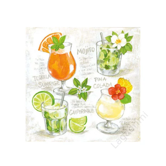 Papírszalvéta 20db, 33x33cm, Four Cocktails