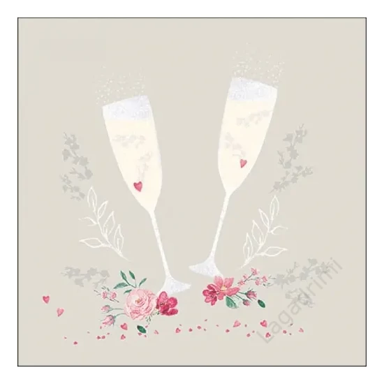 Ambiente papírszalvéta 20db, 33x33cm, Champagne glasses grey