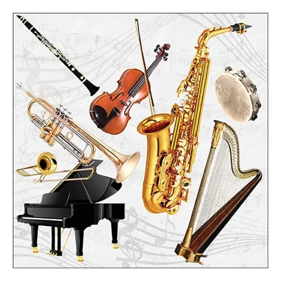 Ambiente papírszalvéta 20db, 25x25cm, Music instruments