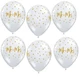 11 inch-es, 28cm Mr, & Mrs, Dots Diamond Clear Átlátszó Esküvői Lufi, 6 db/csomag
